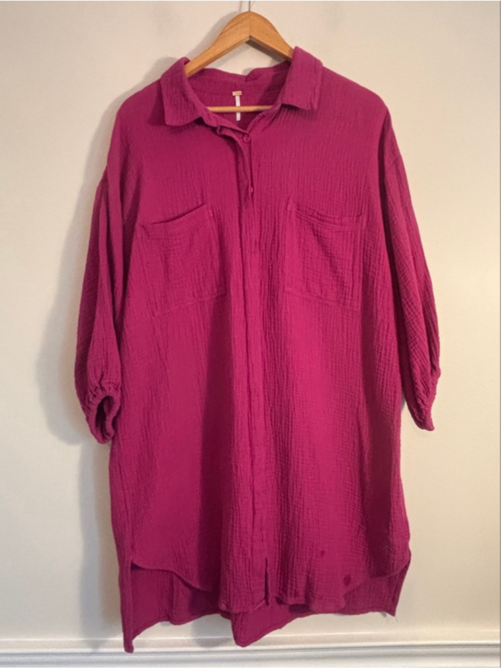 YFB Young Fabulous & Broke Slub Cotton Magenta Oversized Dress Size L Resort